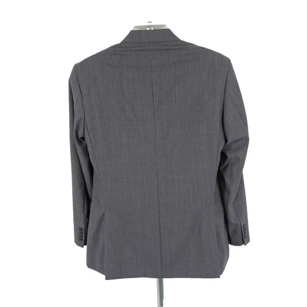 Joseph Jos A Bank Wool Gray Striped 2 Piece Suit 40R / Slim 42R 38/30 Flat Front